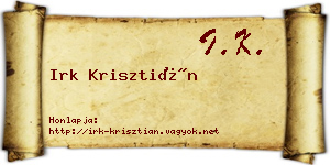 Irk Krisztián névjegykártya